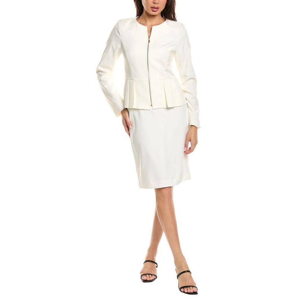 Tahari Asl Womens  2Pc Skirted Suit Set, White